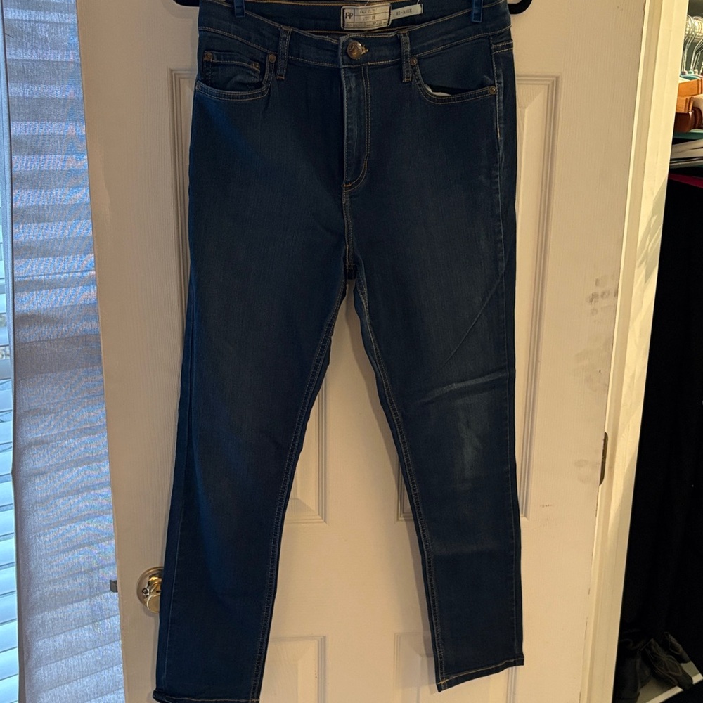 Free People Dark Blue Skinny Jeans, Hi-rise